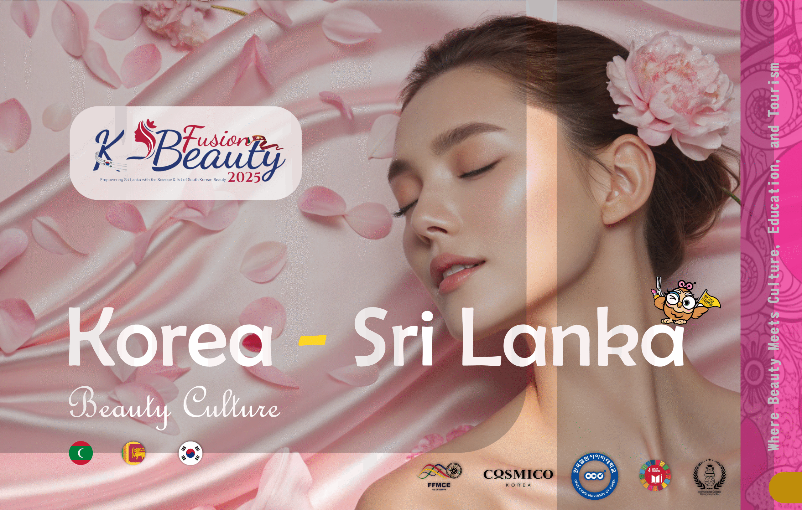 K-Beauty Culture 2025 event in Sri Lanka featuring Korean Beauty Masters from Open Seoul Cyber University teaching K-Nail, K-Hair, K-Spa, and K-Beauty techniques